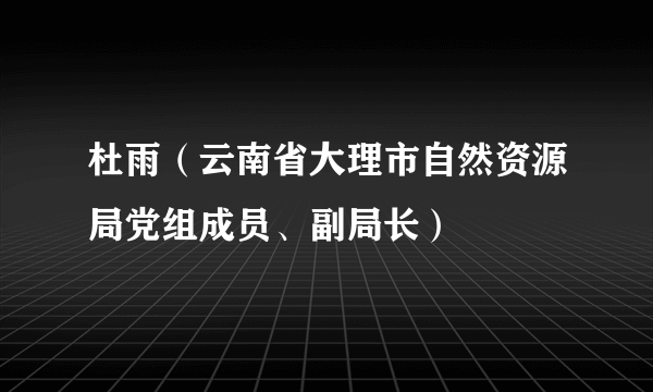 杜雨（云南省大理市自然资源局党组成员、副局长）