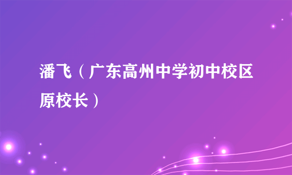 潘飞（广东高州中学初中校区原校长）