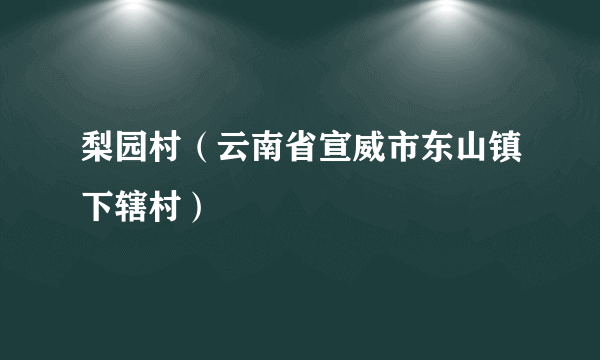 梨园村（云南省宣威市东山镇下辖村）