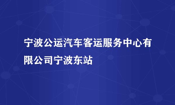 宁波公运汽车客运服务中心有限公司宁波东站