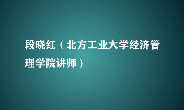 段晓红（北方工业大学经济管理学院讲师）