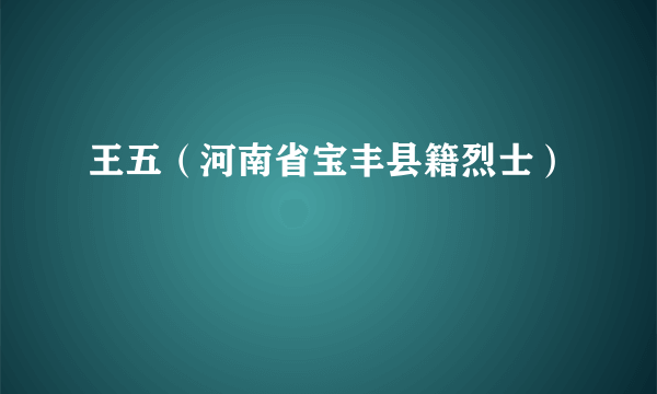 王五（河南省宝丰县籍烈士）