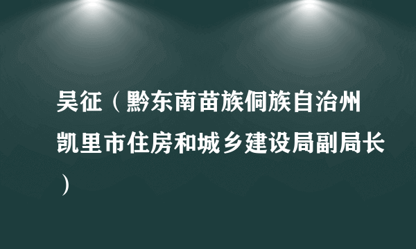 吴征（黔东南苗族侗族自治州凯里市住房和城乡建设局副局长）