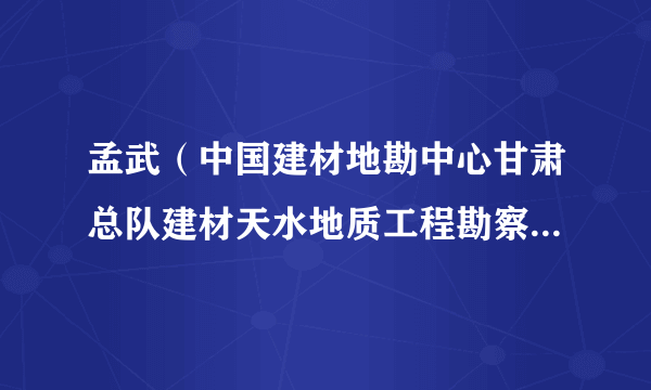 孟武（中国建材地勘中心甘肃总队建材天水地质工程勘察院有限公司总工程师）