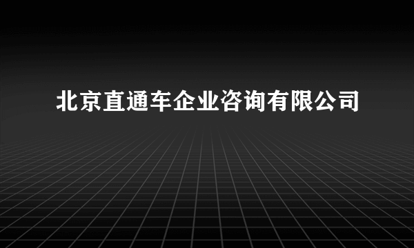 北京直通车企业咨询有限公司