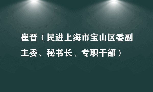 崔晋（民进上海市宝山区委副主委、秘书长、专职干部）