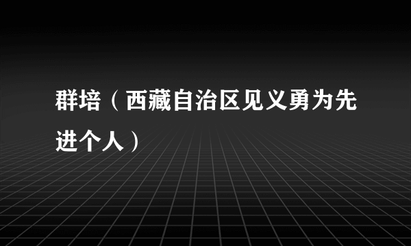 群培（西藏自治区见义勇为先进个人）