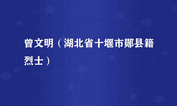 曾文明（湖北省十堰市郧县籍烈士）