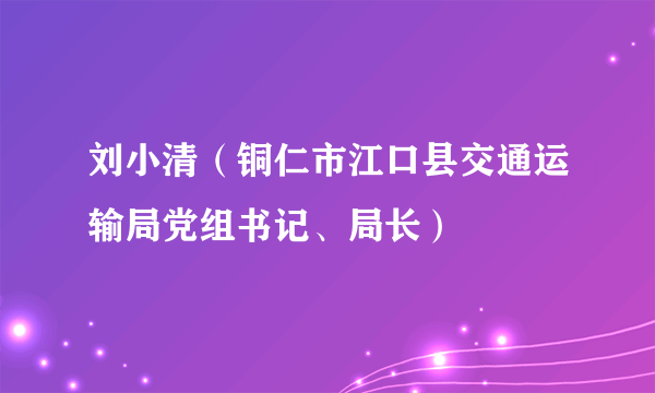 刘小清（铜仁市江口县交通运输局党组书记、局长）