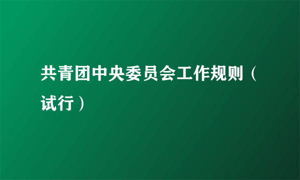 共青团中央委员会工作规则（试行）