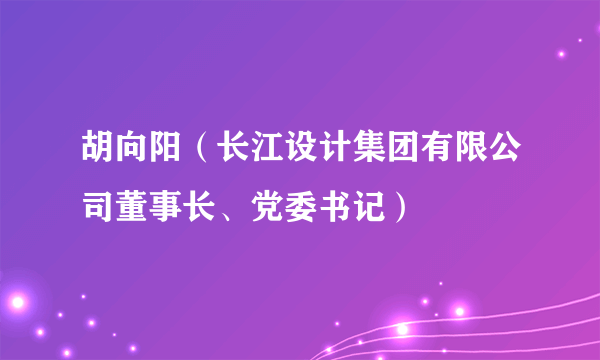 胡向阳（长江设计集团有限公司董事长、党委书记）