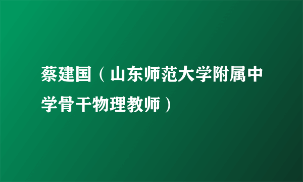 蔡建国（山东师范大学附属中学骨干物理教师）