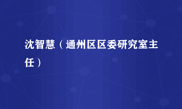 沈智慧（通州区区委研究室主任）