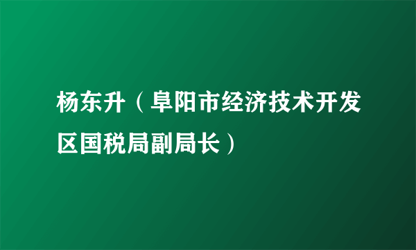 杨东升（阜阳市经济技术开发区国税局副局长）