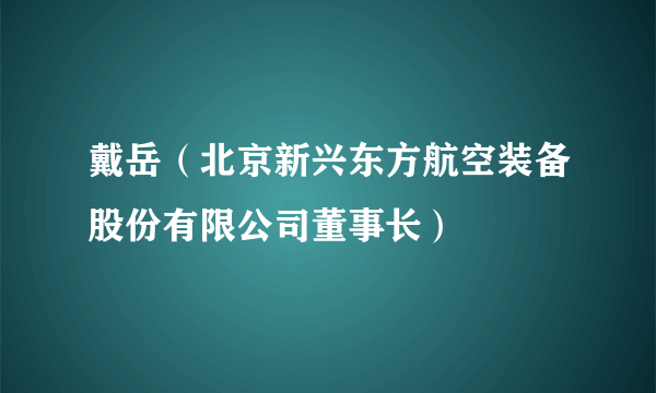 戴岳（北京新兴东方航空装备股份有限公司董事长）