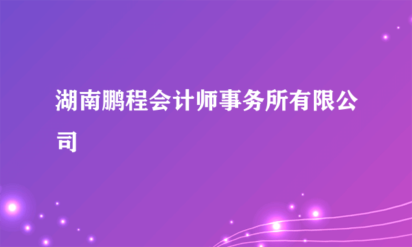 湖南鹏程会计师事务所有限公司