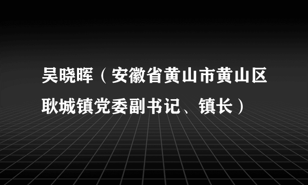 吴晓晖（安徽省黄山市黄山区耿城镇党委副书记、镇长）