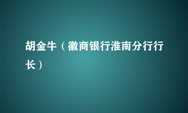 胡金牛（徽商银行淮南分行行长）