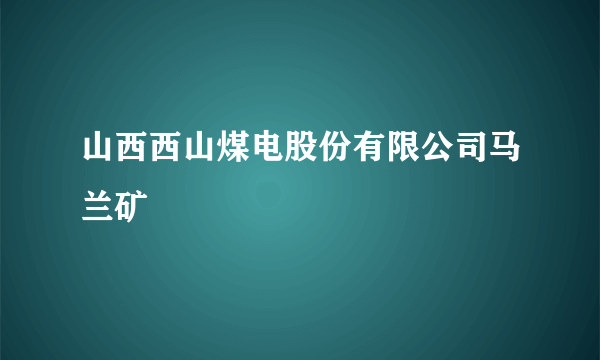 山西西山煤电股份有限公司马兰矿