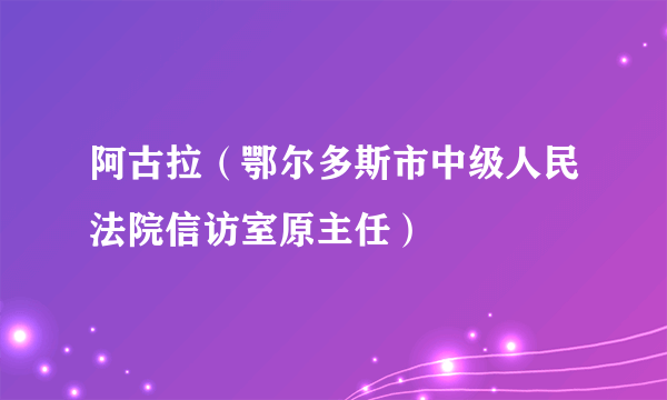 阿古拉（鄂尔多斯市中级人民法院信访室原主任）