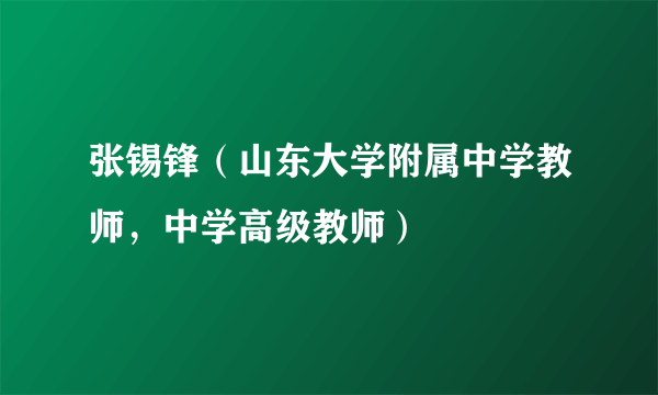 张锡锋（山东大学附属中学教师，中学高级教师）