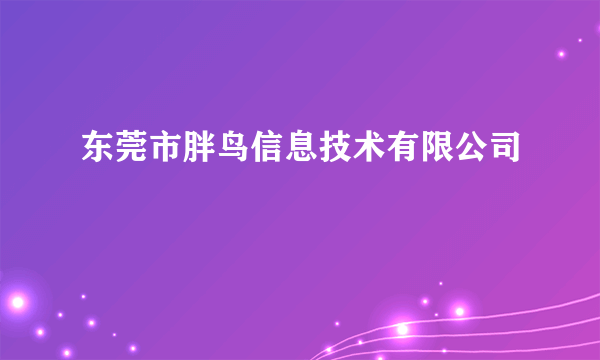 东莞市胖鸟信息技术有限公司