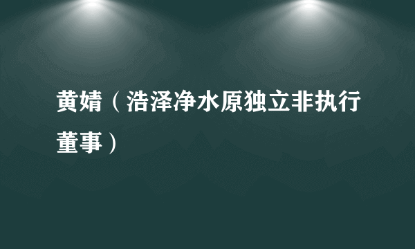 黄婧（浩泽净水原独立非执行董事）