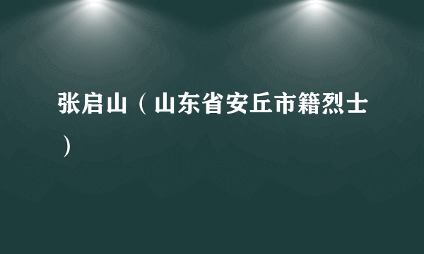 张启山（山东省安丘市籍烈士）