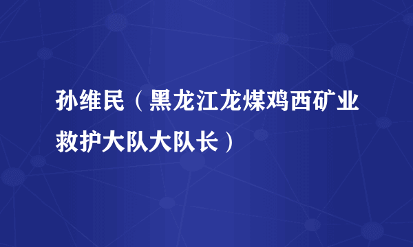 孙维民（黑龙江龙煤鸡西矿业救护大队大队长）