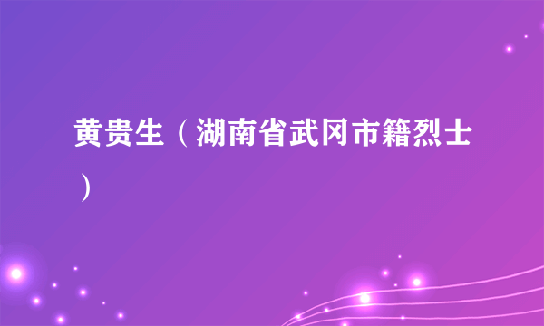 黄贵生（湖南省武冈市籍烈士）