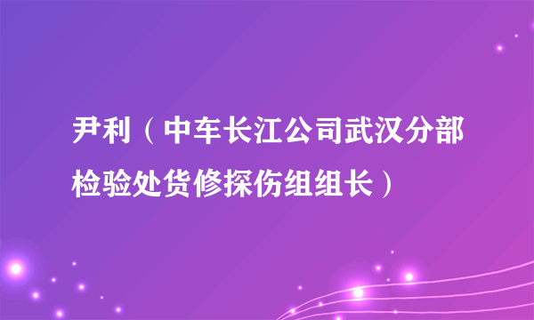 尹利（中车长江公司武汉分部检验处货修探伤组组长）