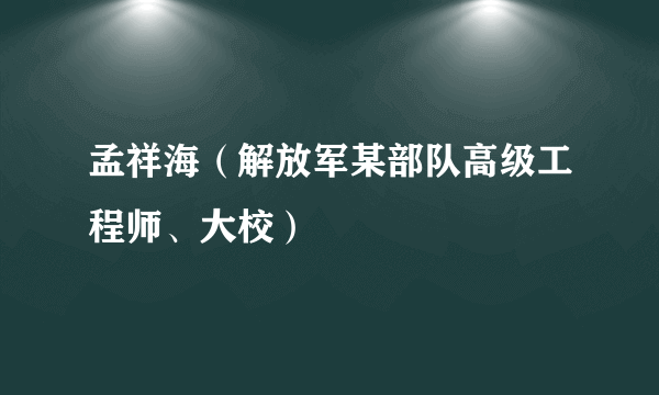 孟祥海（解放军某部队高级工程师、大校）