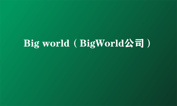 Big world（BigWorld公司）