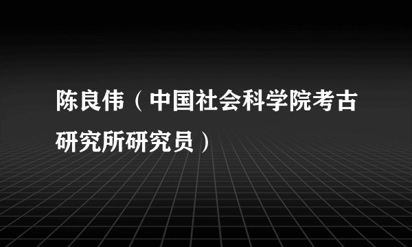 陈良伟（中国社会科学院考古研究所研究员）