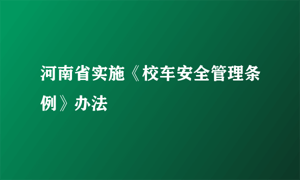 河南省实施《校车安全管理条例》办法