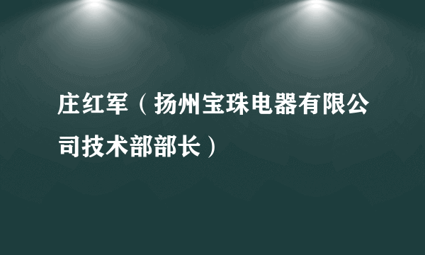 庄红军（扬州宝珠电器有限公司技术部部长）