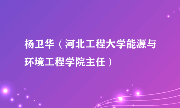 杨卫华（河北工程大学能源与环境工程学院主任）