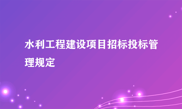 水利工程建设项目招标投标管理规定