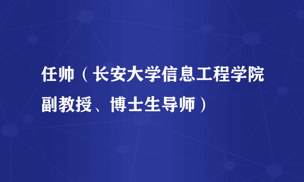 任帅（长安大学信息工程学院副教授、博士生导师）