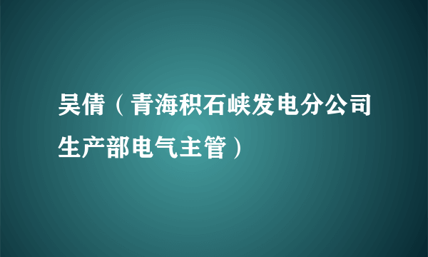 吴倩（青海积石峡发电分公司生产部电气主管）