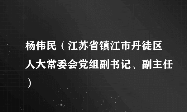 杨伟民（江苏省镇江市丹徒区人大常委会党组副书记、副主任）