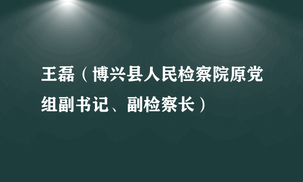 王磊（博兴县人民检察院原党组副书记、副检察长）