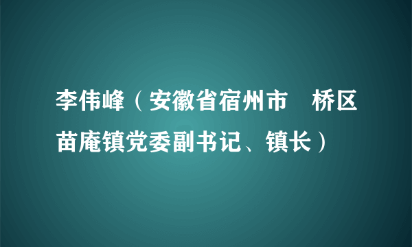 李伟峰（安徽省宿州市埇桥区苗庵镇党委副书记、镇长）