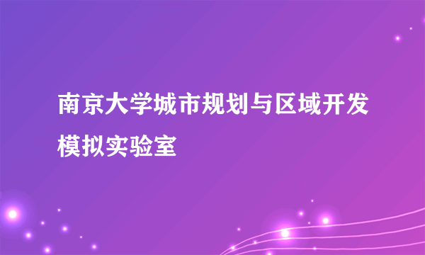 南京大学城市规划与区域开发模拟实验室