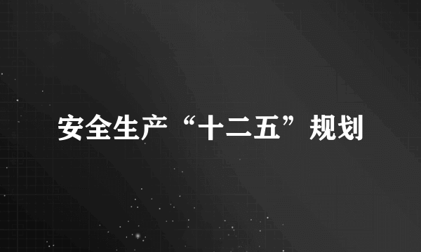 安全生产“十二五”规划