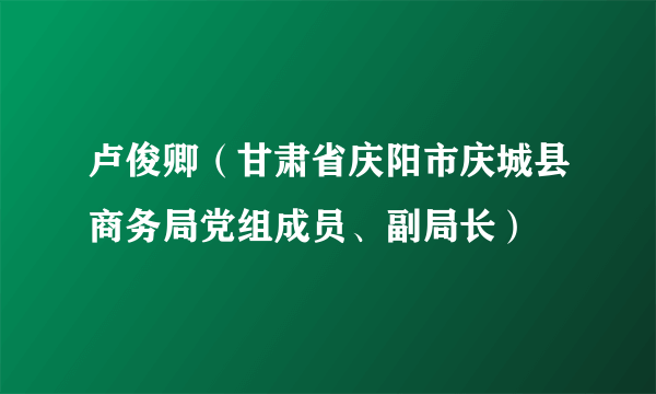 卢俊卿（甘肃省庆阳市庆城县商务局党组成员、副局长）