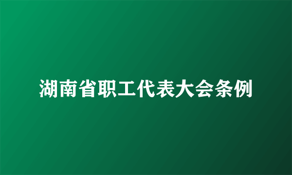 湖南省职工代表大会条例