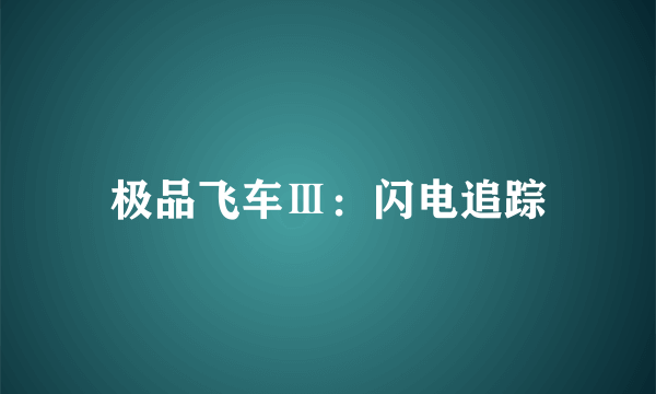 极品飞车Ⅲ：闪电追踪