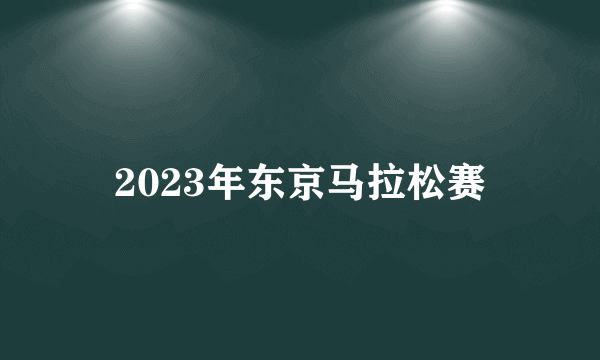 2023年东京马拉松赛