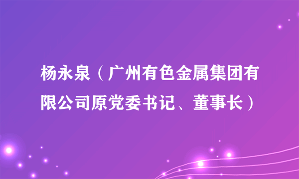 杨永泉（广州有色金属集团有限公司原党委书记、董事长）